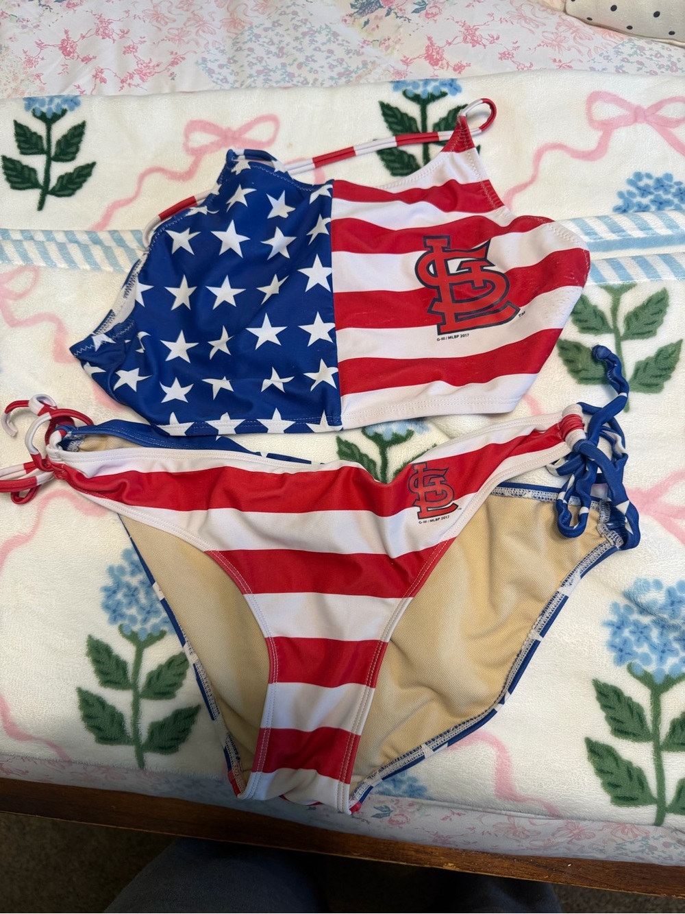STL Cardinals American Flag Two-Piece Swim Set with Red, White & Blue Stars